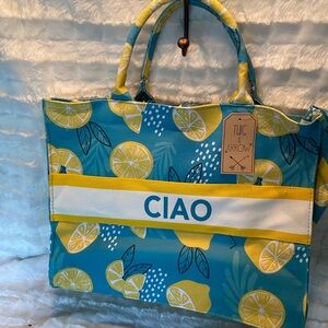 Twig and Arrow Ciao Lemon Print Tote Bag